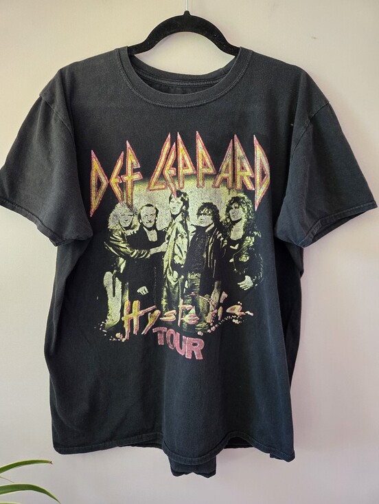 Vintage Other - Vintage Def Leppard Hysteria Tour Graphic Tee Faded Black Rock Band T-Shirt XL